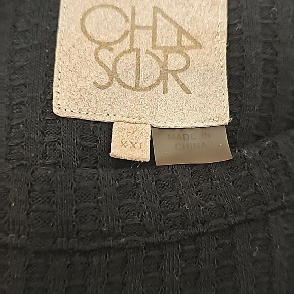 CHASER Waffle Knit Henley Thermal Black Long Sleeve Four Button Cuff Size XXL - Picture 9 of 9